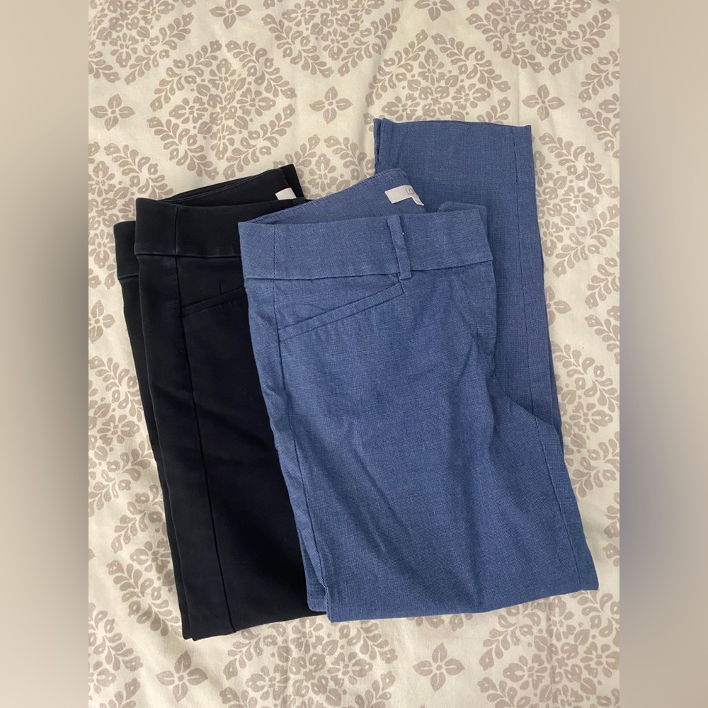 Black and Blue Petite Loft Dress Pants Ankle Length